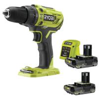 RYOBI R18PD32 18V Hammer Drill/Driver Kit – 2x 2.0Ah Batteries & 1.5A Charger