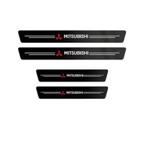 1/4/5 vnt. Automobilio durų slenksčio apsauginė plokštelė Dekoracija Anglies Pluošto Lipdukai Mitsubishi Ralliart Ex Jinxuan Attrage Xpander Mirage Montero black