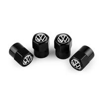 3D Aluminum Alloy Car Wheel Tire Valve Caps Tyre Rim Stem Covers Airdust for Volkswagen VW R Line Touareg Passat Polo 4 Motion black