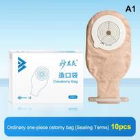 {+} 10pcs Drain Valve One-piece System Colostomy Bags For Adults Disposable Colostomy Pouch Opening 20-65mm With Clip Closure beige