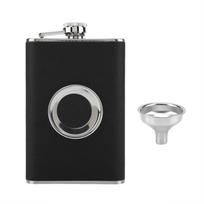 Steel 8 Shot Oz Stainless Flask With Built In Collapsible Shot Glass And Funnel Matches the image black