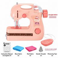 with Lights Kids Electric Sewing Machine Portable Children Sewing Machine Toy Sewing Machine  Kids style B Pink