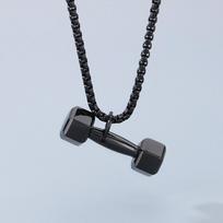 Mini Dumbbell Necklace Square Bead Chain Dumbbell Sports Necklace  Friends Birthday Gift juoda