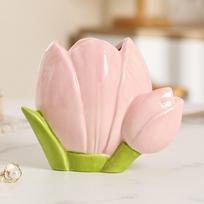 Ceramic Tulip Flower Pen Holder Retro Stationery Shelf  Tabletop Decoration rožinė