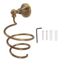 Hair Dryer Holder Wall Mounted Copper Hair Dryer Storage Rack Holder Spiral Hair Care Tools Hanger brown