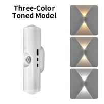 2 vnt. įkraunamas magnetinis LED naktinis šviestuvas RGB saulėlydžio lempa Belaidis sieninis šviestuvas su judesio jutikliu Laiptams, spintai, koridoriui, kambario dekoravimui 1PCS(3 Color) white