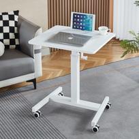 Adjustable Mobile Standing Desk: Lift Table for Office, Study, or Bedside Large Flat Desktop white