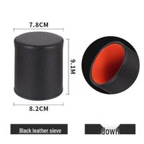 Silent Leather Dice Shaker Set with Base - Quiet KTV Bar Dice Cup black