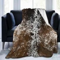 Karvės rašto karvės odos metamas pledas Visų sezonų rudas šiltas lengvas minkštas pūkuotas flanelinis pledas lovai sofai, dovanos draugui Size: 75*100cm, Weight: 230 GSM gray