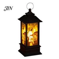 Battery Powered Candle Halloween Night Light, Vintage Operated LED Lantern, Simulated Flickering Flame Safe Indoor Lighting Lantern for Party B black