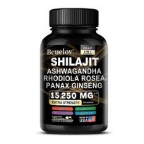 Bcuelov Shilajit 8 in 1 Supplement, Shilajit Ashwagandha Rhodiola Rosea Panax Ginseng Cordyceps Ginkgo Biloba, Turmeric, 120 Vegetable Capsules 120 Capsules