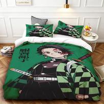 Nezuko patalynės užvalkalas Demon Slayer Tanjiro animacinis miegamojo komplektas patogiam ir kvėpuojančiam karalienės karaliaus miegamojo dekoravimui 155x200cm