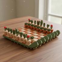 Chess Set PlantThemed Pieces Terracotta and Cream Strategy Game brown