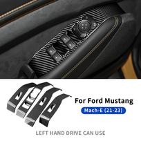 Car Window Lifter Switch Control Panel Cover For Ford Mustang Mach-E 2021 2022 2023 Carbon Fiber Pattern ABS Trim Accessories One Size black