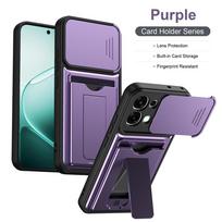 Shockproof Armor Card Slot Bracket Holder Slide Lens Protect Phone Case For OPPO A6 Pro A6 A6X 4G A6S 5G Wallet Back Cover OPPO A6 5G