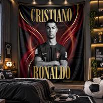 Wall Hanging Tapestry Cristiano Ronaldo Print Cloth for Living Room Bedroom Home Decor 100cmx150cm black