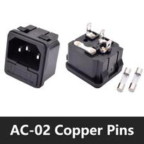 5/20vnt AC-02 AC maitinimo lizdas 3 kaiščiai Vario kaištis 10A 250V Elektrinis maitinimo lizdo jungiklis su saugiklio laikikliu 5PCS