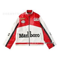 Marlboro Pink Motociklininko Lenktynių Kostiumas & Poros PU Odos Striukė, 2026 Marlboro PU Jacket red