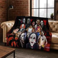 Siaubo Chucky Pennywise Klounas Helovinas Pjūklas Freddy Krueger Flanelinis pledas Minkštas šiltas pledas miegamajam svetainei lovai iškylai 75x90cm black