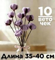 Natural Cotton Dried Flower Stems 10 Pieces Bulk Pack Decorative Floral Branches for Crafting Home Decoration and Event Arrangements One Size violetinė