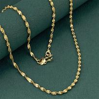 European and American 24k Gold-plated Necklace Copper-plated Gold Vacuum-plated Gold Water Wave Necklace with Chain 2026 60CM black