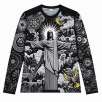 Brazilija Jėzus Grafinis Ilgomis Rankovėmis Futbolo Marškinėliai, Oversized Streetwear Treniruočių Sportiniai Viršutiniai Drabužiai Vyrams Moterims M gray