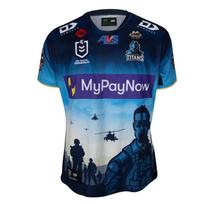 23NRL Broncos Indigenous Rugby Shirt Western Tigers St. George's Legion Titans Lions Short Sleeve Training Shirt M gray
