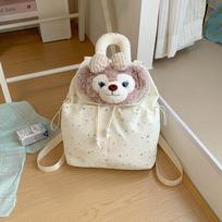 Schoolbag Japanese cartoon bear head flip backpack girl style simple star floral backpack portable storage travel bag balta