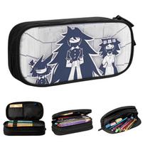 Fashion Cartoon Anime Miss Circle Pencil Case Fundamental Paper Education Pencil Pouch Pen Holder Kids Bags Students School Gift 21x10.5x5cm gray