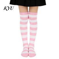 Festive Winter Fashion Hosiery Striped Thigh High Socks for Women Girls, Over The Knee Stockings, Casual Street Style Soft Stretchy Long Christmas N white