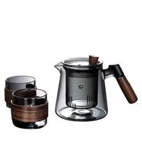 Heat Resistant Glass Teapot and Teacup Creative Tea Pot with Infusers Kung Fu Tea Set  Home Grey Teapot&Cup black