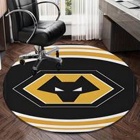 1PC round rug Wolves Football Club Emblem Printed Round Area Rug ,Rug For Home Office, Round Chair Rug, Decorative Carpet Fan gifts Christmas gift Diameter 100cm