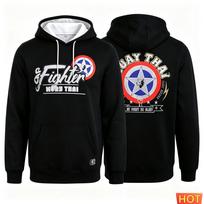 Autumn Winter Muay Thai Men's Hoodie Boxing Sport Men's Pullover Graphic Men's Casual hoodie Sweatshirt Muay Thai men Sportswear L white