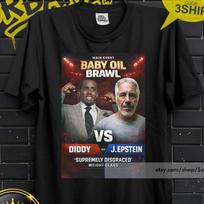 Jeffrey Epstein vs Diddy TShirt - Baby Oil Brawl Tee, Epic Rap Battle Of History, Funny T-shirt, Epstein Files Shirt, Trump, Agartha Tee x XL black