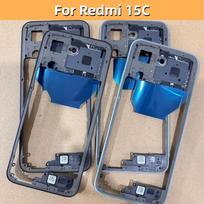 Original Middle Frame For Xiaomi Redmi 15C With Volume Buttons Middle Housing Cover Bezel Spare Parts Replacement Original Black blue