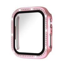 Dėklas Apple Watch Series 12 (42 mm) su ekrano apsauga (PC + grūdintas stiklas) rožinė