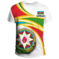Azerbaijan Flag Map Graphic T-shirt Street Sports Fitness Gym Tops Azerbaijani Emblem 3D Printing Buttons Tees Clothing 3XL yellow