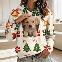 Women's Pet Pocket Sweatshirt, Casual Pullover Top for Pet Owners and Everyday Wear S gray