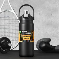 1500ML 304 nerūdijančio plieno sportiniai didelės talpos izoliuoti lauko nešiojami rankiniai su šiaudeliu vandens vakuuminiai buteliukai ir termosiniai puodeliai 800ml/26oz juoda