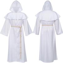 Medieval monk robe, monk costume, wizard costume, priest costume, performance costume, Halloween costume XXL white