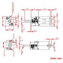GA12-N20 Mikro metalinis reduktorinis variklis 3V 6V 12V mažo greičio mikro nuolatinės srovės šepetėlinis reduktorinis variklis 12V 120RPM
