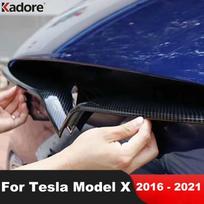 For Tesla Model X 2016 2017 2018    Carbon Fiber Car Front Grille Grills Cover Trim Molding Strip Accessories black