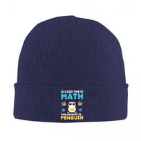 I Did The Math The Answer Is Penguin Funny Mathematician Knitted Cap Bonnet Hat Autumn Winter Beanies Hats for Men Women Adult One Size blue