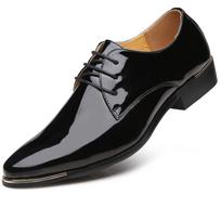 Man Leather Shoes Patent Leather Relaxed Business Shoes White Formal Leather Shoes Low-heeled Man Fashion Business Leather Shoes 39 juoda