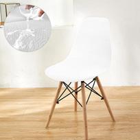 1pc Waterproof Eames Chair Cover Twill Jacquard Shell Bar Counter Chair Protector Thick Rotating Chair Cover Restaurant Office 1PC white