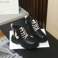 Spring Autumn Girls Martin Boots Fashion Princess Leather Ankle Boots For Big Kids Stylish Short Boots size 37 juoda