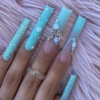 ins wind wearing armor long bow flower nail piece matte gradual change with drill fake nail petal French nail Glue type