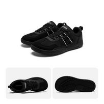 HOBIBEAR Unisex Plataus pirštų galiuko Batai Basakojai Nulinis Kritimas Minimalistiniai Sportbačiai Tinklelis Dirbtinės Odos Skiautiniai Suvarstomi Batai 39 juoda