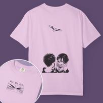 AOT Eren & Mikasa Scarf Shirt | Attack On Titan  Tatakae! (Fight!)  Manga Eye Panel Tee 150 gray