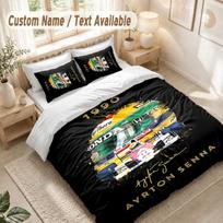 Ayrton Senna patalynės komplektas, 1 antklodės užvalkalas ir 2 pagalvių užvalkalai Švelnus patogus miegamojo namų tekstilės dekoras 140cmx200cm